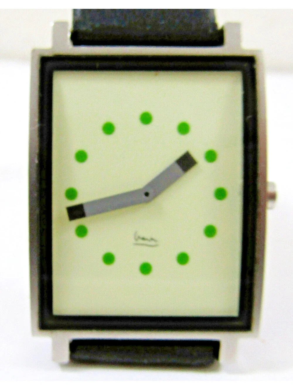 Michael Graves Shenandoah Wristwatch Cream Face and Green Number Dots